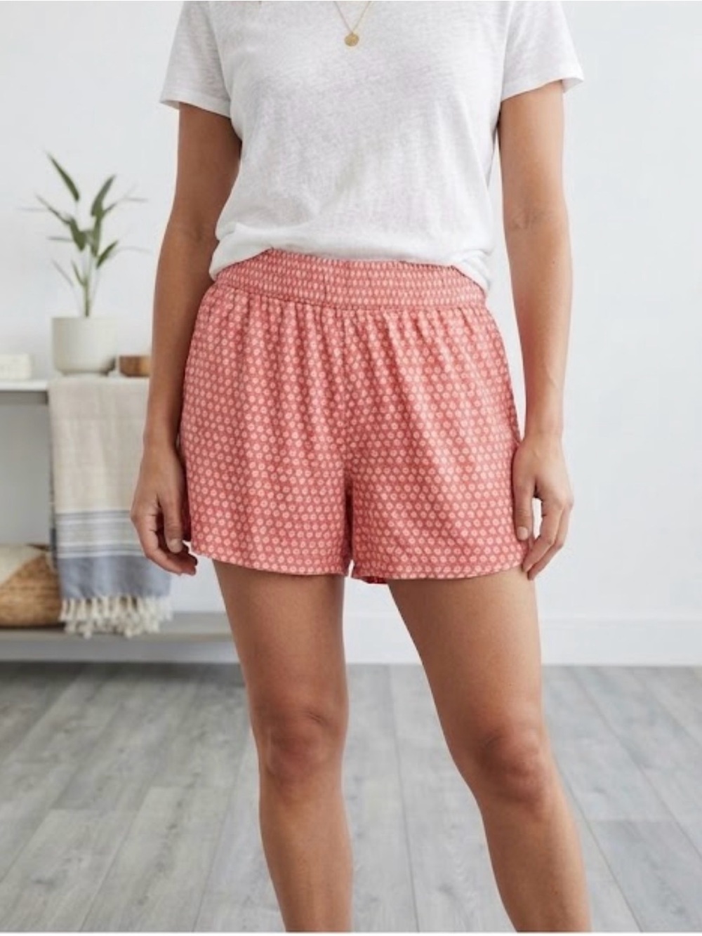 Orange Flowy Patterned Shorts